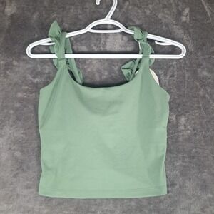 Blogilates Ruffle Tank Sage Green Square Neck Crop Top Small Coquette Athleisure